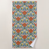 Serviette de plage en fleurs rustique (Devant)