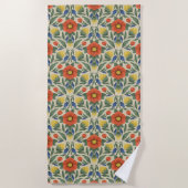 Serviette de plage en fleurs rustique (Devant)