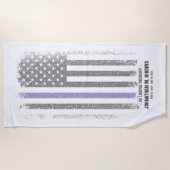 Serviette De Plage En Mémoire Amoureuse Police Mince Ligne Bleue Plag (Devant)