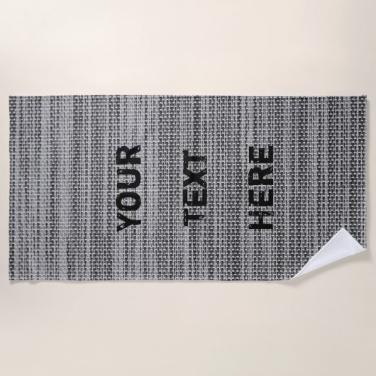 Serviette de plage en tissu gris Faux avec texte p (Devant)