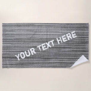 Serviette de plage en tissu gris Faux avec texte p