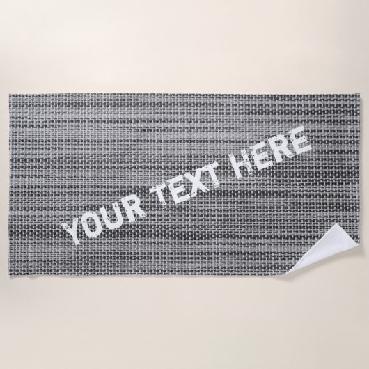 Serviette de plage en tissu gris Faux avec texte p (Devant)
