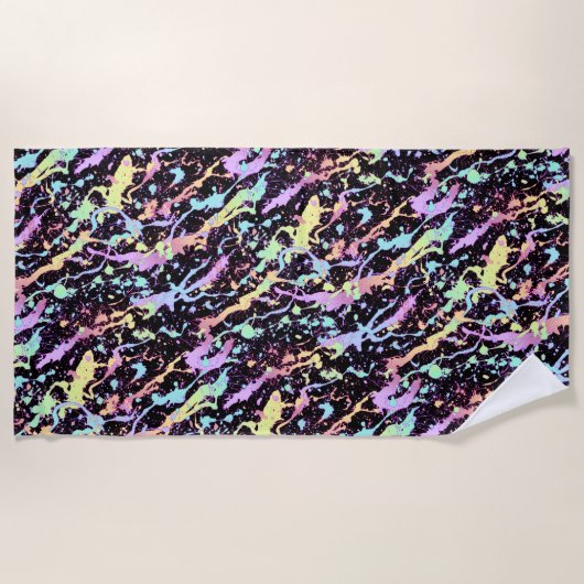 Serviette De Plage encre arc-en-ciel éclaboussure extrême : (Devant)