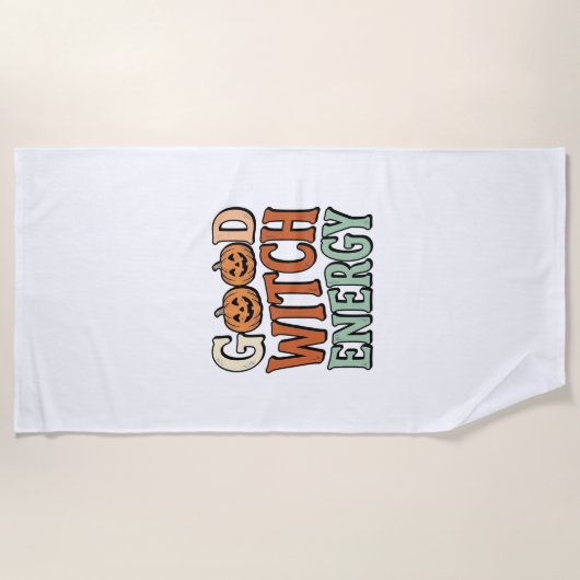 Serviette De Plage Énergie de bonne sorcière Design vectoriel Hallowe (Devant)