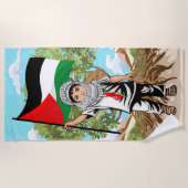 Serviette De Plage Enfant avec Keffiyeh Palestine Drapeau et olivier (Devant)
