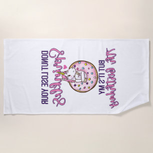 Serviette De Plage Enfants 7e Anniversaire Donut Fête Licorne Sept An
