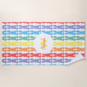 Serviette De Plage Enfants Adorable Motif de lapin arc-en-ciel person (Devant)