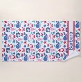 Serviette De Plage Enfants baleines monogrammes (Devant)