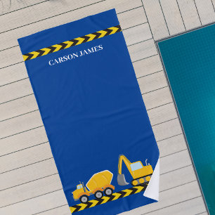 Serviette De Plage Enfants Construction Véhicule Personnalisé Garçons
