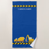 Serviette De Plage Enfants Construction Véhicule Personnalisé Garçons (Devant)