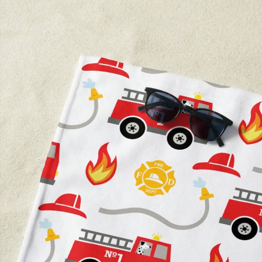 Serviette De Plage Enfants de camion-feu (En situation)