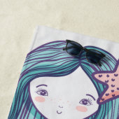 Serviette De Plage Enfants de sirène personnalisée (En situation)