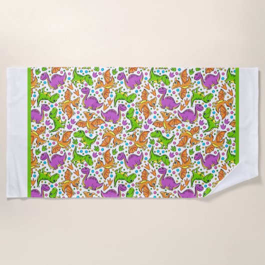 Serviette De Plage Enfants Dinosaure amis (Devant)