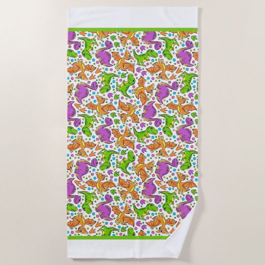 Serviette De Plage Enfants Dinosaure amis (Devant)