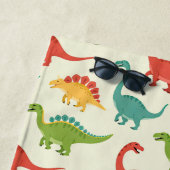 Serviette De Plage Enfants Dinosaure Rouge (En situation)