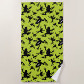 Serviette De Plage Enfants Motifs de grenouille verte et noire (Devant)