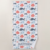 Serviette De Plage Enfants Personnalisés Sous La Mer (Devant)