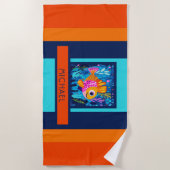 Serviette De Plage Enfants Poisson Coloré (Devant)