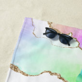 Serviette De Plage Enfants Rainbow Unicorn Monogramme (En situation)