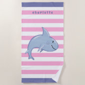 Serviette De Plage Enfants rayés gris rose blanc rose blanc (Devant)