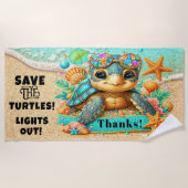 SERVIETTE DE PLAGE ENREGISTRER LES TORTUES (Devant)