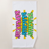 Serviette De Plage Enseignant', Beachin', Répétition' avec soleil (Devant)
