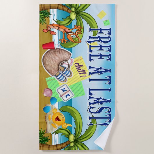 Serviette De Plage Enseignant / Étudiant / Diplôme / Retraite (Devant)