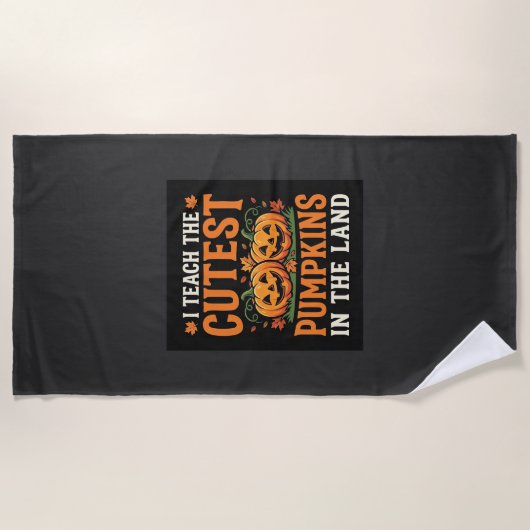Serviette De Plage Enseignant Halloween Dessin de citrouilles le plus (Devant)