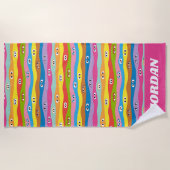 Serviette De Plage Ensemble Motif des yeux | Ajouter Votre Nom (Devant)