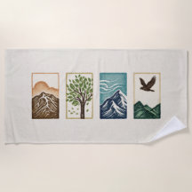 Ensemble Nature Minimaliste – Art Montagne & Arbre