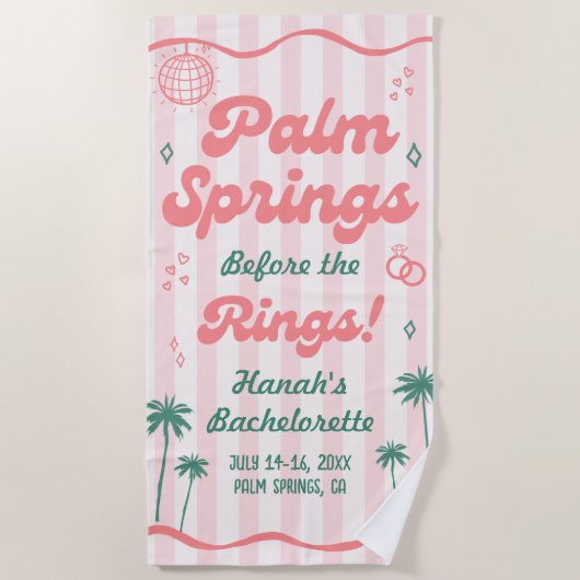 Serviette De Plage Enterrement de vie de jeune fille à Palm Springs (Devant)