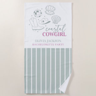 Serviette De Plage Enterrement de vie de jeune fille Cowgirl nautique