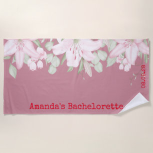 Serviette De Plage Enterrement de vie de jeune fille floral personnal
