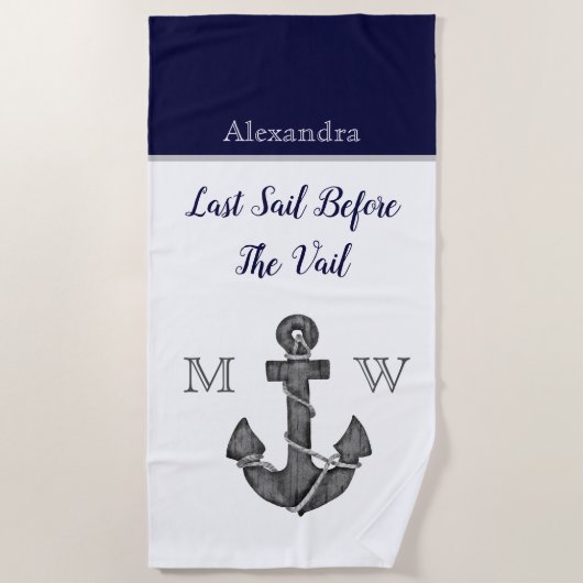 Serviette De Plage Enterrement de vie de jeune fille nautique Fleur A (Devant)