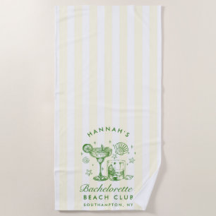 Serviette De Plage Enterrement de vie de jeune fille rayures vertes e