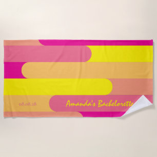 Serviette De Plage Enterrement de vie de jeune fille rose jaune perso