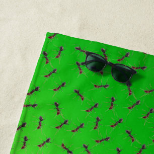 Serviette De Plage Entourage De Fourmis Vertes,