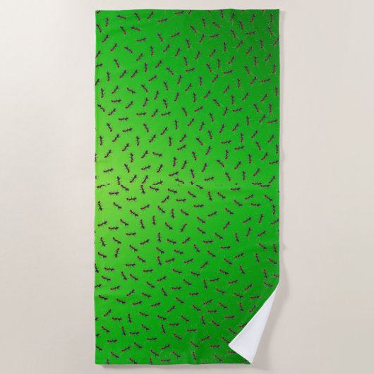 Serviette De Plage Entourage De Fourmis Vertes, (Devant)