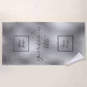 Serviette De Plage Entreprise logo argent noir (Devant)