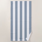 Serviette De Plage Épais rayures verticales Dusty Nom bleu rayé (Devant)