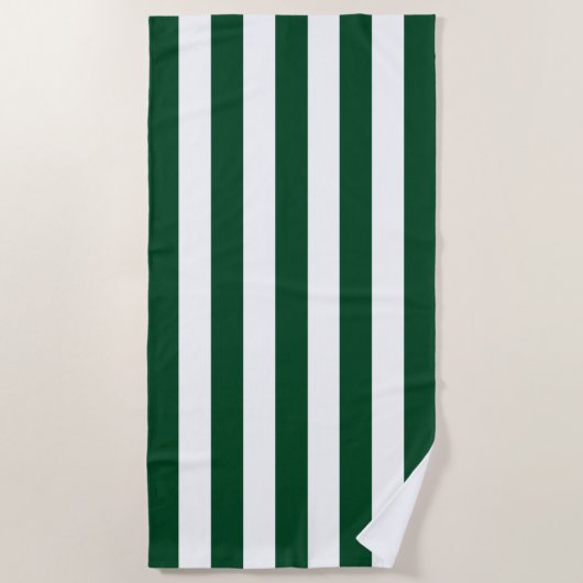 Serviette De Plage Épais Rayures Verticales Forêt Vert Blanc rayé (Devant)