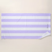 Serviette De Plage Épais Rayures Verticales Pastel Lilac Nom Gratté (Devant)