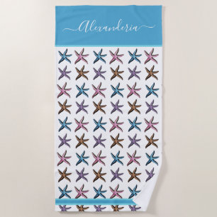Serviette De Plage Epaule Turquoise marine bleu rose violet