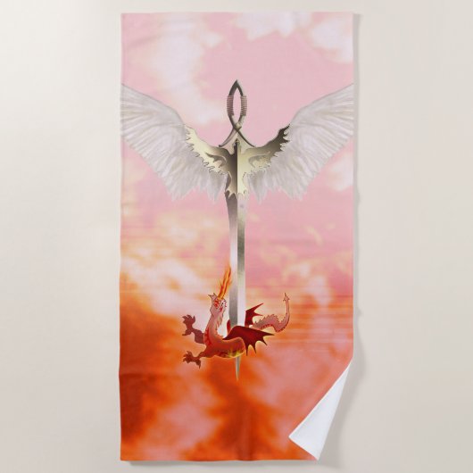 Serviette De Plage Épée Spirituelle & Dragon (Devant)