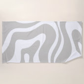 Serviette De Plage Eperon Liquide Rétro Abstrait Motif gris blanc (Devant)
