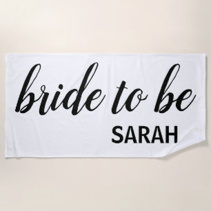 Serviette De Plage Épouse blanche moderne pour être Calligraphie Nom
