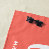 Serviette De Plage Épouse Corail Et Blanc Jeune Mariée (En situation)