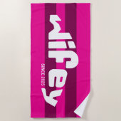 Serviette De Plage Épouse rayée rétro nouvelle mariée Rose chaud (Devant)