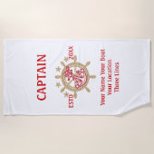 Serviette De Plage Équipage personnalisé de capitaine de capitaine (Devant)