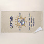 Serviette De Plage Équipage personnalisé de capitaine de capitaine (Devant)